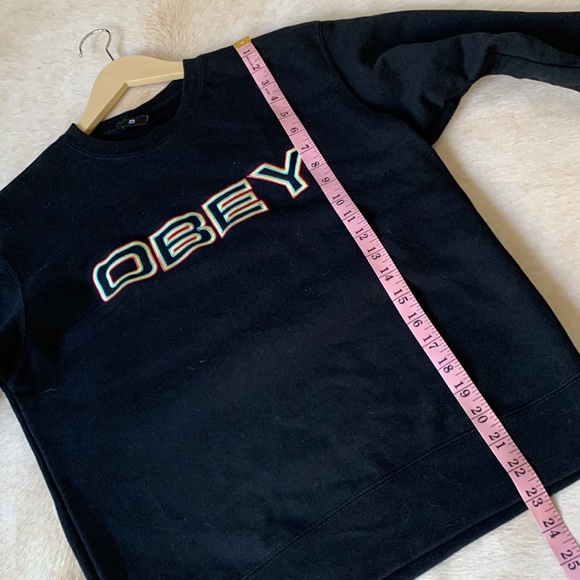 OBEY Spell Out Pullover Black SWEATSHIRT - Picture 5 of 6